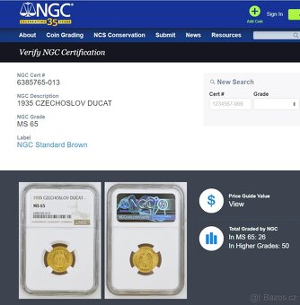 Svatováclavský dukát 1935, certifikace NGC MS 65 - 5
