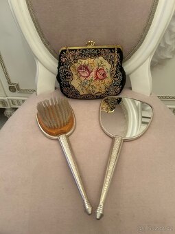 Gobelínová souprava zrcátko,kartáč a kabelka - 5