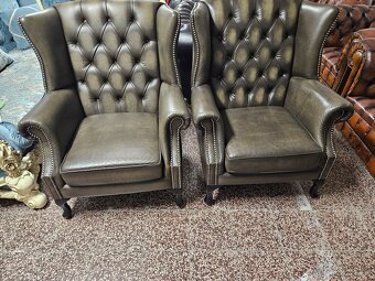 CHESTERFIELD ŠTÝL,NOVÁ KOŽENÁ SEDAČKA DVOJFAREBNÁ - 5