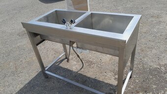 Nerezový stůl s 2x dřezem 120x60x90 cm ( dvojdřez ) - 5