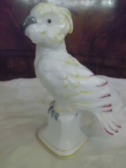Krásná Starožitná Porcelánová Soška PAPOUŠEK - Horní Slavkov - 5