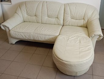 Kožená rohová sedací souprava - TOP STAV - 5