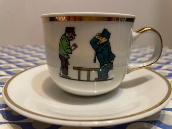 Retro porcelán MZ ČSSR – sada 6 šálků + podšálky – originál - 5