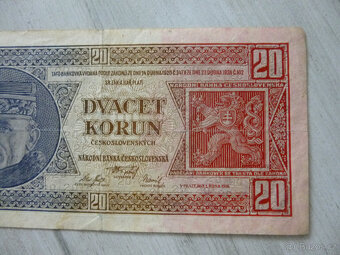 Stará BANKOVKA 20 Kčs, RAŠÍN/ŠTEFÁNIK r. 1926 série Uf - 5