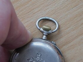 Starožitné historické stříbrné kapesní hodinky dámské - 5