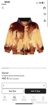 Prodám bundu Diesel S-Depla fleece bomber jacket - 5