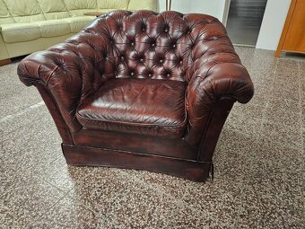 CHESTERFIELD ŠTÝL,SEDAČKA KOŽENÁ DVOJFAREBNÁ,NEROZŤAHOVACIA - 5