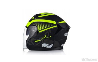 Otevřená motocyklová přilba červená, žlutá, modrá - 5