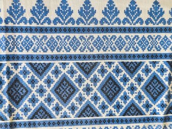 Bavlněný ubrus s modrým folklorním vzorem - 5