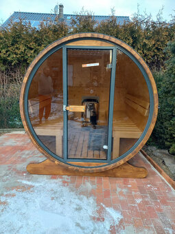 Venkovní sudová panoramatická sauna - 5
