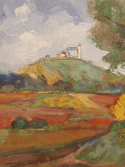 Obraz - Oldřich Karel, Kunětická Hora, olej 32x37 - 5