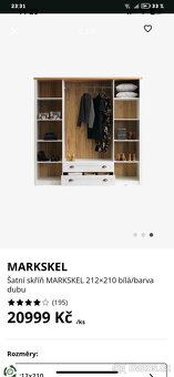 Šatní skříň MARKSKEL 212×210 bílá/barva dubu - 5