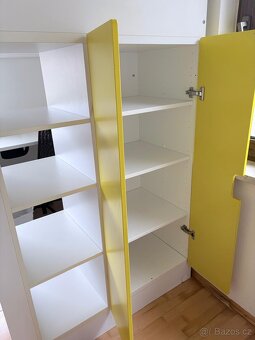 Dětská patrová postel, bílo-žlutá s psacím stolem - 5
