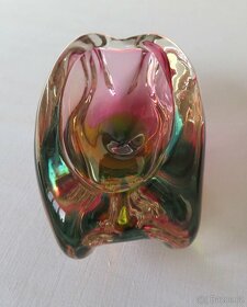 Váza a popelník z barevného hutního skla - 5