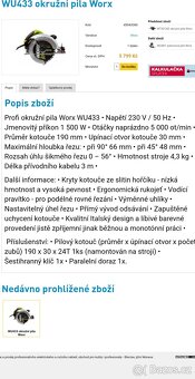 Okružni pila, mafl Worx WU433 - 5