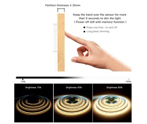 stmívatelný 1m dlouhý LED pásek s touch vypínačem - 5