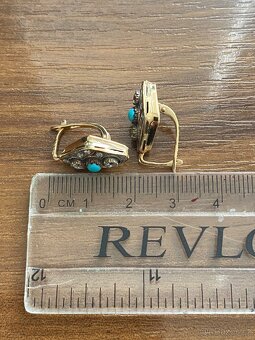 Zlaté náušnice s tyrkysem - 5