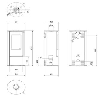 Krbová kamna KRATKI ERIK Ø 150 5,5 kW - 5