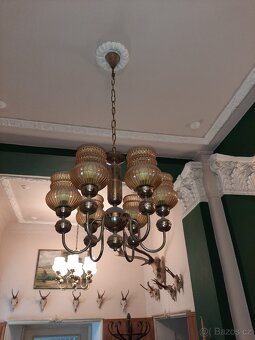 krásný starý šestiramenný lustr - 5