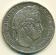 Mince Francie,  5 frank,  Ludvík Filip - 5