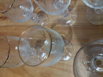 6 křišťálová sklenička, skleničky na víno či vodu, zlacené - 5