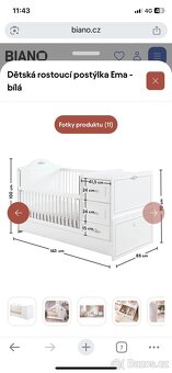 Dětská rostoucí postýlka Ema- bílá (100x85x163 cm) - 5