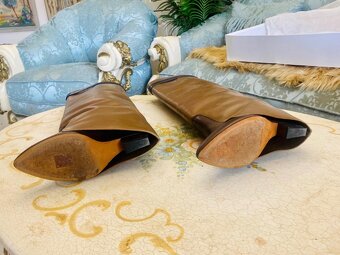 Givenchy Brown Leather Tall Wedge Boots kozačky vel.38,5 - 5