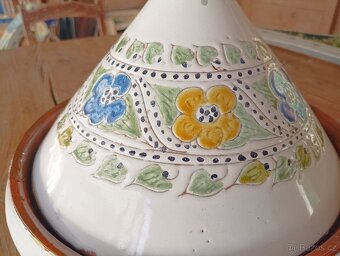 STARÝ MAROCKÝ KERAMICKÝ TAJINE HRNEC RUČNĚ VYROBENÝ - 5