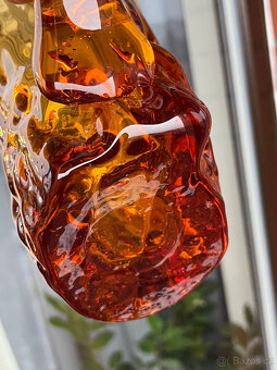 Designový džbán, váza 17 cm, jantarové hutní sklo - 5