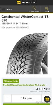 Škoda Fabia, Rapid 185/60 R15 letní i zimni Continetal - 5