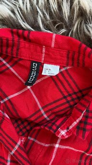Červená kostkovaná košile H&M vel.34 100%bavlna - 5