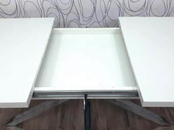 Krásný rozkládací stůl 160-200x90cm, bílý+chrom, TOP stav - 5