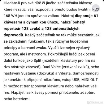 Klávesy FOX ARK 168 - 5