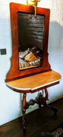 Nádherný toalet. stolek se zrcadlem a mram. deskou - 5