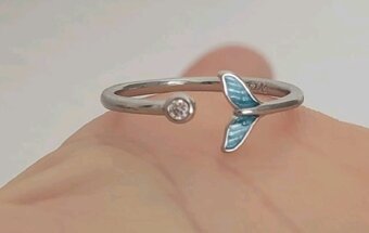 Nový dámský i dívčí stříbrný otevřený prsten ocas ploutev - 5