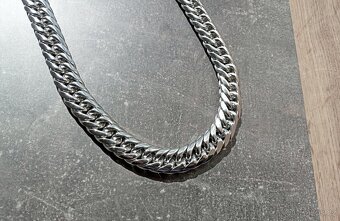NOVÝ robustní náhrdelník Shiny CUBAN Silver Steel š.19 mm - 5