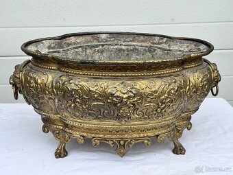 Žardiniéra květináč starožitný 1850-60 mosaz Francie Napole - 5