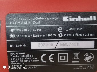 Prodám NEPOUŽITOU pokosovou pilu s posuvem Einhell TC-SM 213 - 5