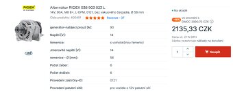 Prodám alternátor 038 903 023 L - 5