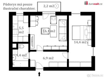 Prodej, byt, 2+kk, balkon, DV, Spojovací, České Budějovice 2 - 5