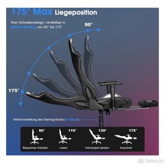 Herní kancelářská židle masážní ergonomická s opěradlem - 5