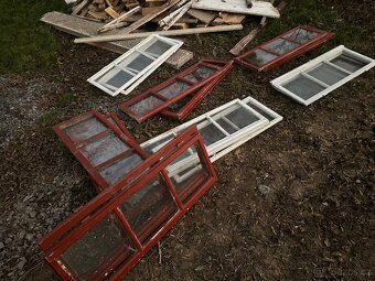 Stará dřevěná dvojitá okna z chalupy 4 ks - 5