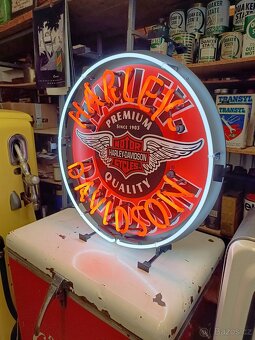 Velký neon Harley Davidson, dekorace do garáže - 5