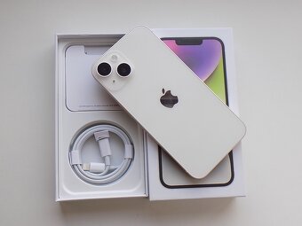 APPLE iPhone 14 128GB White - ZÁRUKA - TOP STAV - 100% bat. - 5