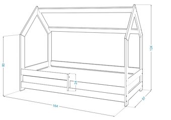 Dětská domečková postel 160x80 borovice s roštem a matrací - 5