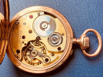 Zlaté 14-karátové masivní kapesní hodinky Union Glashütte - 5
