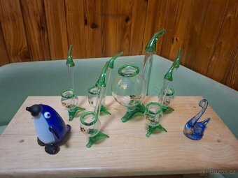 Hutní sklo fajfky a zvířátka - 5