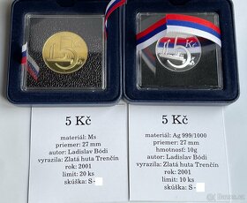 Au, Ag, Cu, Ms ZKUŠEBNÍ ODRÁŽEK - 5Kč 1937 / 2001-TOP - 5