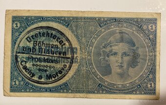 Bankovky 1 koruna ruční přetisk - 5
