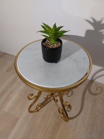 Nový zlatý stolek s pravým mramorem - 5